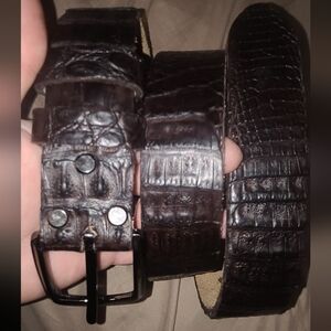 Exotic Handmade Caiman Crocodile Leather Belt-any sz-light/dark brown or black